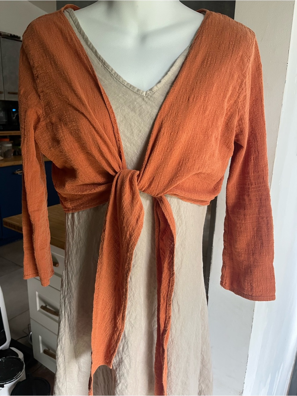 Brandy Melville Orange Tie Front Bolero Cardigan XS Made in Italy